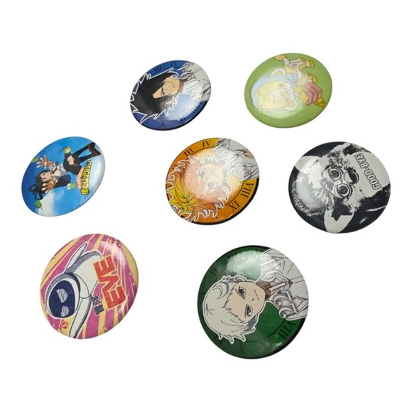 Pop Culture Button Pin Lot of 7 Assorted Characters Anime Furby More - Picture 4 of 5